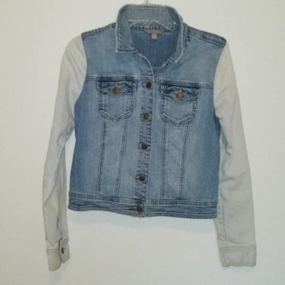 Vintage Looking Jean Jacket Rubbish 2 Tone Cotton Denim WOMEN'S WOMAN'S Medium - Picture 7 of 7